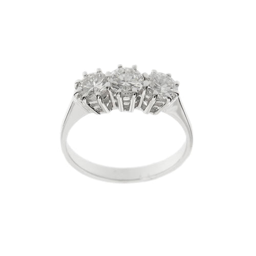 Bague Bague trilogy - 3 diamants taille brillant en or blanc 18 ct 58 Facettes 35813