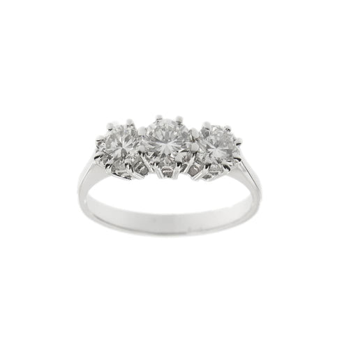 Bague Bague trilogy - 3 diamants taille brillant en or blanc 18 ct 58 Facettes 35813