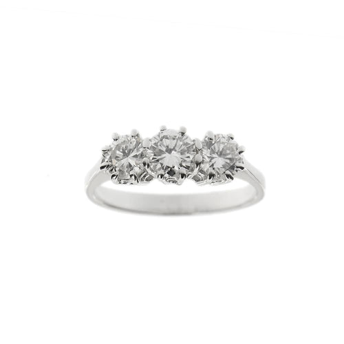 Bague Bague trilogy - 3 diamants taille brillant en or blanc 18 ct 58 Facettes 35813