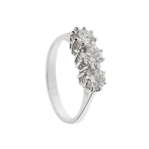 Bague Bague trilogy - 3 diamants taille brillant en or blanc 18 ct 58 Facettes 35813