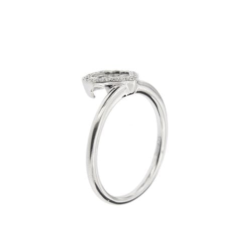 Bague 54 Donna Oro - Bague cœur en or blanc 18 kt et diamants 58 Facettes 23750