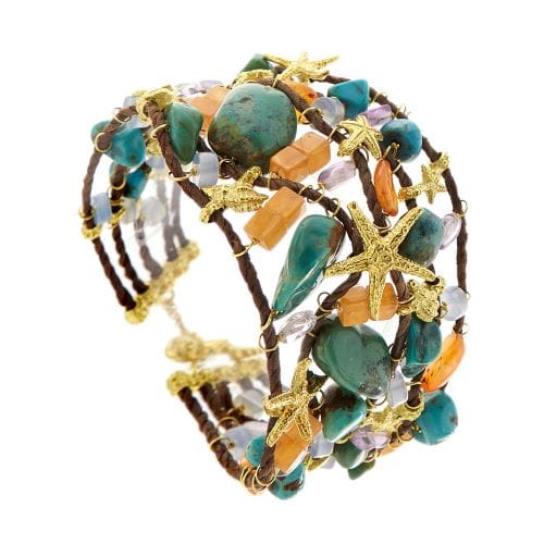 Bracelet Bracelet multifils en or jaune 18 kt avec pierres naturelles 58 Facettes 35278