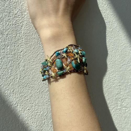 Bracelet Bracelet multifils en or jaune 18 kt avec pierres naturelles 58 Facettes 35278