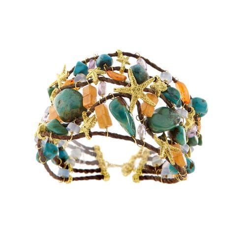 Bracelet Bracelet multifils en or jaune 18 kt avec pierres naturelles 58 Facettes 35278