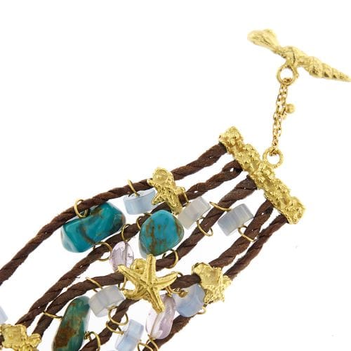 Bracelet Bracelet multifils en or jaune 18 kt avec pierres naturelles 58 Facettes 35278
