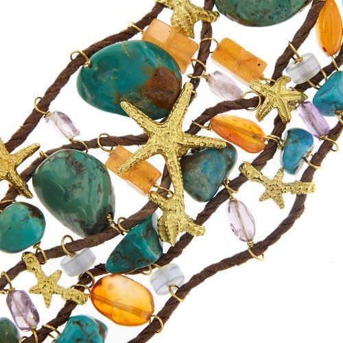 Bracelet Bracelet multifils en or jaune 18 kt avec pierres naturelles 58 Facettes 35278