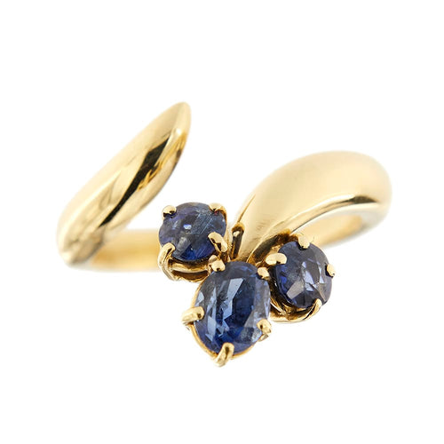 Bague 54 Bague contrarié ouverte en or jaune 18 ct avec saphirs 58 Facettes 34048