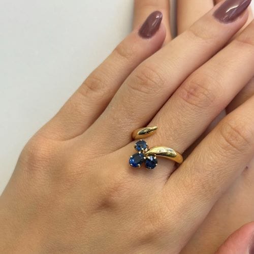 Bague 54 Bague contrarié ouverte en or jaune 18 ct avec saphirs 58 Facettes 34048