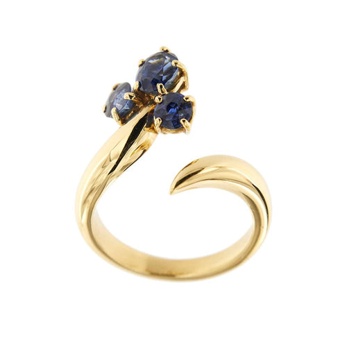 Bague 54 Bague contrarié ouverte en or jaune 18 ct avec saphirs 58 Facettes 34048