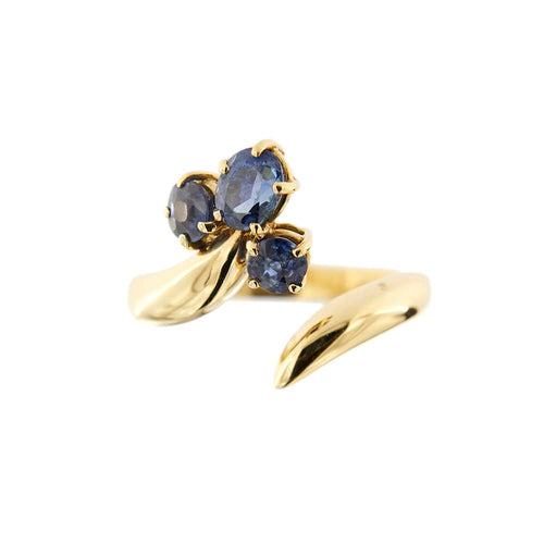 Bague 54 Bague contrarié ouverte en or jaune 18 ct avec saphirs 58 Facettes 34048