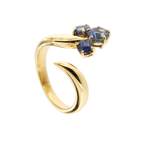 Bague 54 Bague contrarié ouverte en or jaune 18 ct avec saphirs 58 Facettes 34048
