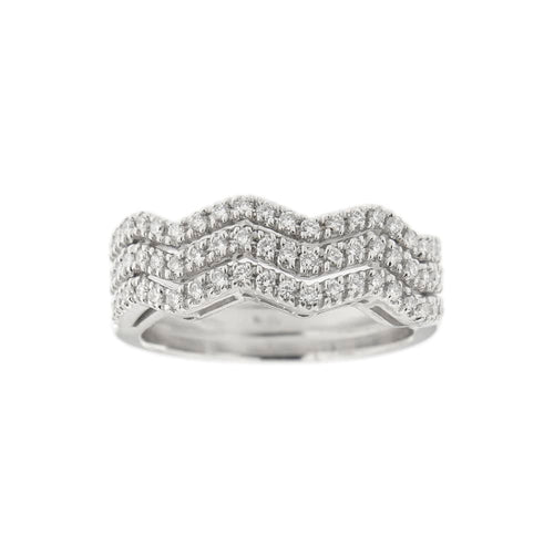 Bague 54 Bague zigzag rivière en or blanc 18 ct et diamants 0,60 ct 58 Facettes 11598