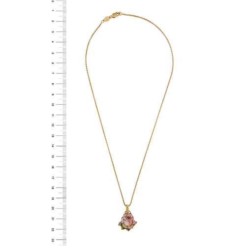 Collier Gabriella Rivalta - Collier maille épi en or jaune 18 ct avec rose émaillée 58 Facettes 33328