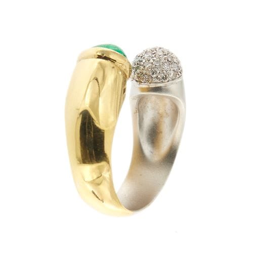 Bague 56 Bague contrarié ouverte en or 18 ct avec émeraude et diamants 58 Facettes 28269