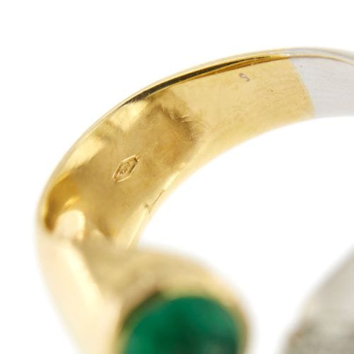 Bague 56 Bague contrarié ouverte en or 18 ct avec émeraude et diamants 58 Facettes 28269