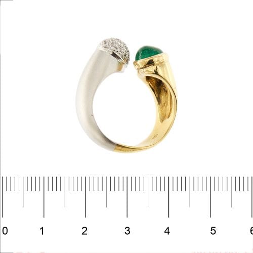 Bague 56 Bague contrarié ouverte en or 18 ct avec émeraude et diamants 58 Facettes 28269