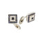 Boutons de manchette St George - Paire de boutons de manchette en or blanc 18 ct et saphirs 58 Facettes 36483