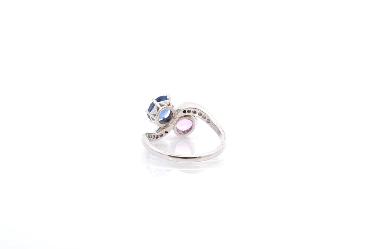 Bague 51 Bague toi et moi vintage en platine, saphirs et diamants 58 Facettes 25527