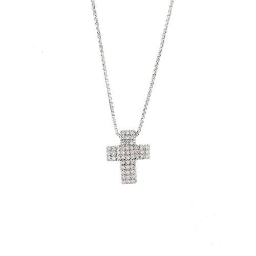 Collier Collier avec croix et diamants en or blanc 18 carats 58 Facettes 29901
