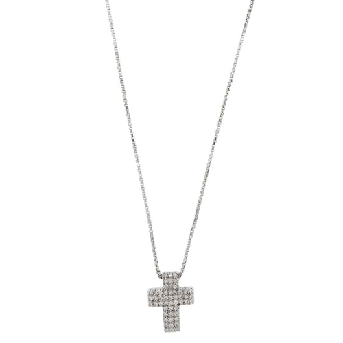 Collier Collier avec croix et diamants en or blanc 18 carats 58 Facettes 29901