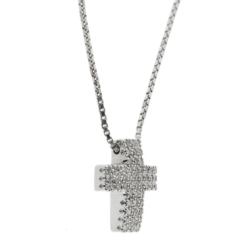 Collier Collier avec croix et diamants en or blanc 18 carats 58 Facettes 29901