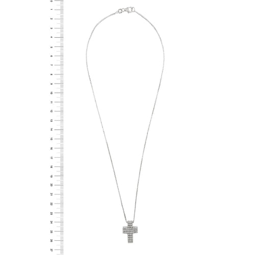 Collier Collier avec croix et diamants en or blanc 18 carats 58 Facettes 29901