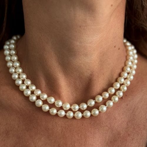 Collier Collier - Deux rangs de perles en or jaune 18 ct 58 Facettes 34189