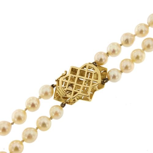 Collier Collier - Deux rangs de perles en or jaune 18 ct 58 Facettes 34189