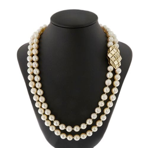 Collier Collier - Deux rangs de perles en or jaune 18 ct 58 Facettes 34189