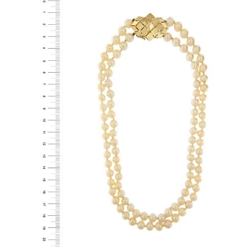 Collier Collier - Deux rangs de perles en or jaune 18 ct 58 Facettes 34189