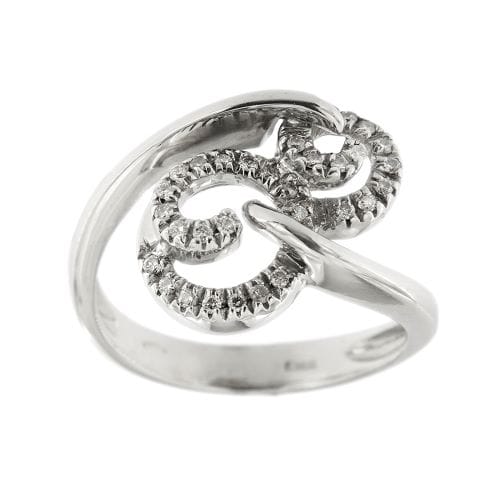 Bague 54 Bague spirale contrarié en or blanc 18 ct et diamants 58 Facettes 16182