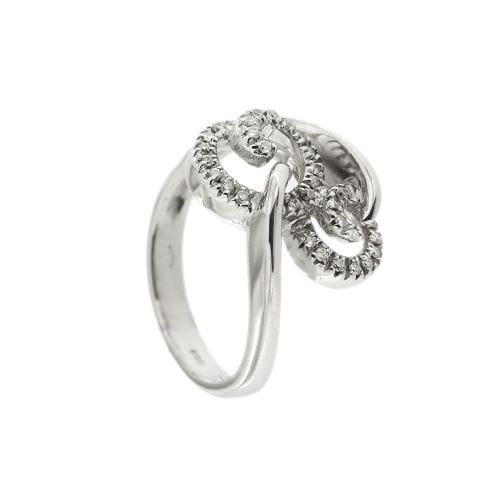 Bague 54 Bague spirale contrarié en or blanc 18 ct et diamants 58 Facettes 16182