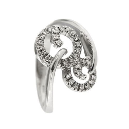 Bague 54 Bague spirale contrarié en or blanc 18 ct et diamants 58 Facettes 16182