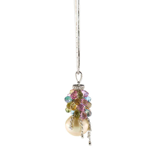 Collier Collier avec pendentif en or blanc 18 ct, perle et diamants 58 Facettes 30440