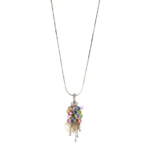 Collier Collier avec pendentif en or blanc 18 ct, perle et diamants 58 Facettes 30440