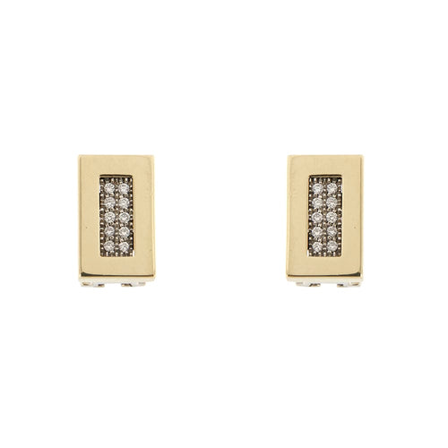 Boucles d'oreilles Boucles d'oreilles rectangulaires en or jaune et blanc 18 ct, diamants 58 Facettes 34505
