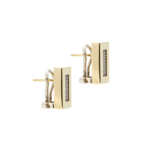Boucles d'oreilles Boucles d'oreilles rectangulaires en or jaune et blanc 18 ct, diamants 58 Facettes 34505