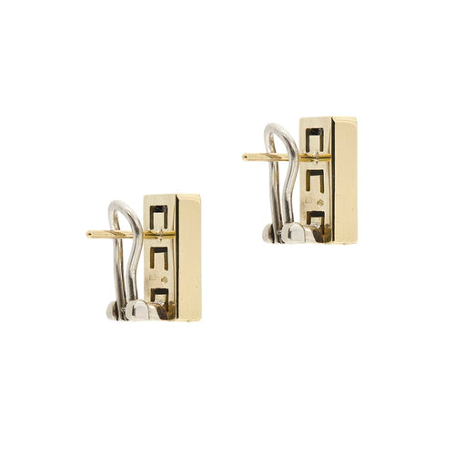 Boucles d'oreilles Boucles d'oreilles rectangulaires en or jaune et blanc 18 ct, diamants 58 Facettes 34505