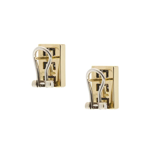 Boucles d'oreilles Boucles d'oreilles rectangulaires en or jaune et blanc 18 ct, diamants 58 Facettes 34505
