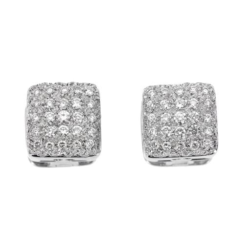 Boucles d'oreilles Boucles d'oreilles carrées - Puces en or blanc 18 ct et diamants 58 Facettes 13519