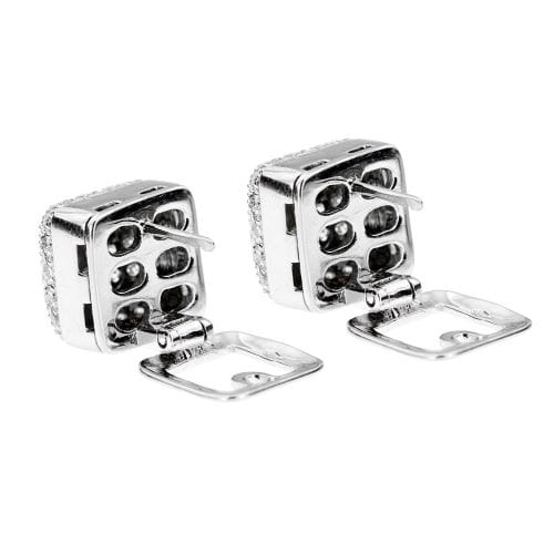 Boucles d'oreilles Boucles d'oreilles carrées - Puces en or blanc 18 ct et diamants 58 Facettes 13519