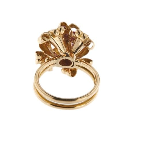 Bague Bague bouquet en or rose 18 ct avec rubis 58 Facettes 33247