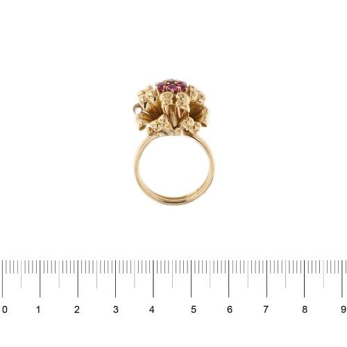 Bague Bague bouquet en or rose 18 ct avec rubis 58 Facettes 33247