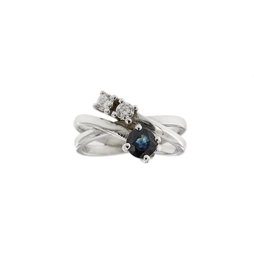 Bague Bague contrariée en or blanc 18 ct avec saphir et diamants 58 Facettes 34539