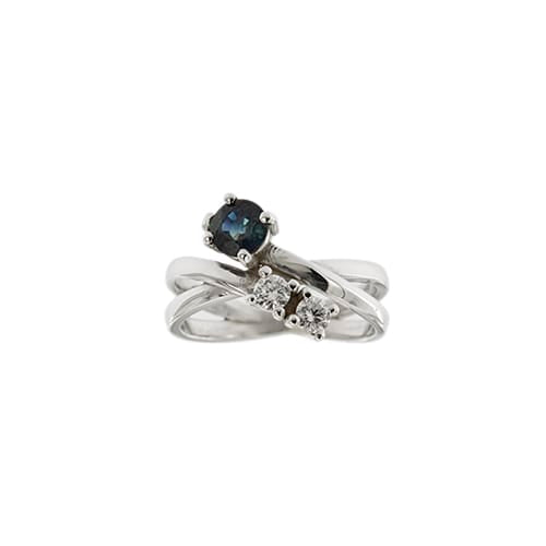 Bague Bague contrariée en or blanc 18 ct avec saphir et diamants 58 Facettes 34539