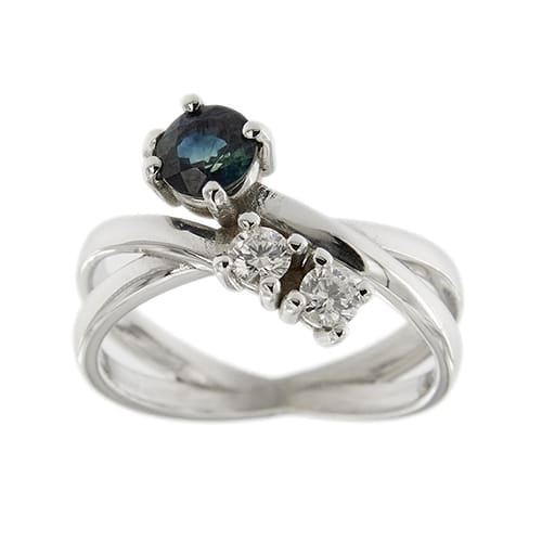 Bague Bague contrariée en or blanc 18 ct avec saphir et diamants 58 Facettes 34539