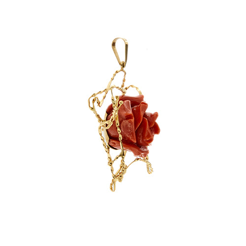 Pendentif Pendentif - Rose en corail en or jaune 18 ct 58 Facettes 37431