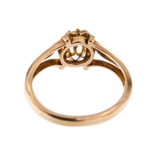 Bague Bague solitaire vintage fleur en or rose 18 ct avec diamant 0,35 ct 58 Facettes 30429