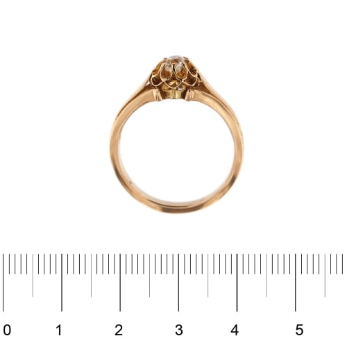 Bague Bague solitaire vintage fleur en or rose 18 ct avec diamant 0,35 ct 58 Facettes 30429