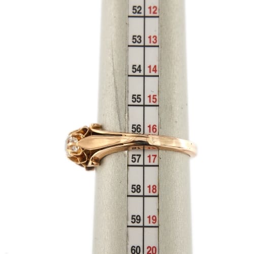 Bague Bague solitaire vintage fleur en or rose 18 ct avec diamant 0,35 ct 58 Facettes 30429